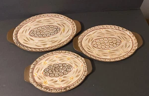 3 Oval Plates Platter - OLD WORLD BROWN by TEMP-TATIONS Ovenware Painted Dish - Picture 1 of 5