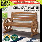 Alfordson Wooden Garden Bench Wagon Wheel Chair Seat Outdoor Patio Natural