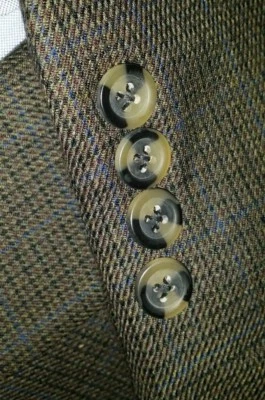 48L 48R Purple Brown Blue WOOL Tweed Micro Tooth Check Sport Coat Jacket Blazer - Image 1 of 4