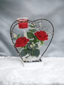 Decoración metálica con rosas rojas para luces de té, altura: 24,5cm - Imagen 1 de 2
