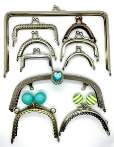 Metal Purse Frames Bag Coin Purse Frames with Kiss Clasp Various Sizes/Shapes - Picture 1 of 36