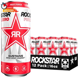 Pure Zero Energy Drink, Fruit Punch, 0 Sugar, with Caffeine and Taurine, 16Oz Ca - Picture 1 of 12