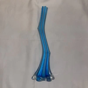 Jarrón de vidrio soplado vintage azul torcido tronco de árbol  - Imagen 1 de 6
