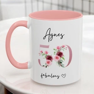 Taza 50 cumpleaños 1974 regalo floral para su mamá abuela taza de café personalizada - Imagen 1 de 33