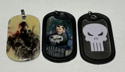 Lote de collares colgantes de acero inoxidable con logotipo de Punisher de Marvel Foto 1 de 2