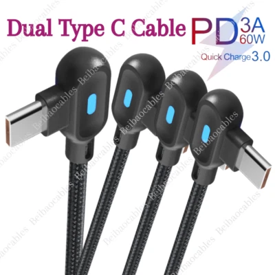 3 PACK 90 Degree Right Angle USB C to USB Type C Cable 6FT PD Fast Charging Cord - Image 1 of 4