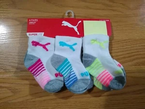 6 Pack PUMA Ankle Socks 12-24 Months Baby Toddler Boys Girls NEW NIP NWT - Picture 1 of 3