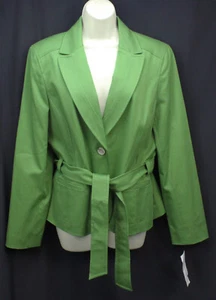 Nine West Suit Blazer Jacket Cannes Belted Tie Waist Grass Green New NWT 14 - Picture 1 of 9