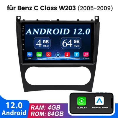 64GB Mercedes Benz C/CLK KLASSE W203 Android 12 Auto Radio Navi GPS CarPlay SWC - Bild 1 von 4