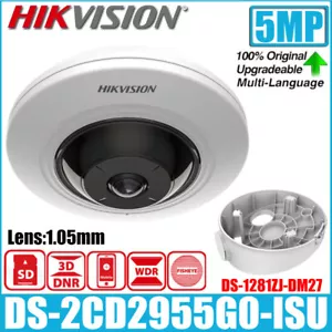 Hikvision DS-2CD2955G0-ISU 5MP Fixed 180° Fisheye Netzwerkkamera + Deckenhalterung - Bild 1 von 12