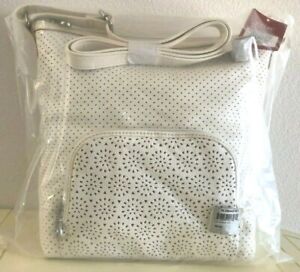 Women's RELIC PHOEBE Perforated Xbody Handbag Multi-Pkts Pouch EGRET WH $54 RARE