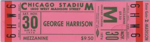 Boleto de concierto original de la gira de 1974 de George Harrison de los Beatles estadio de Chicago - Imagen 1 de 1