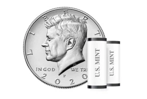 Set P&D 2020 Kennedy mezzo dollaro rivestito Bu in rotolo nuovo di zecca - Foto 1 di 2