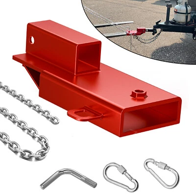 2" Towing Adapter W/ Chain Single Forklift Trailer Hitch Receiver Attachment Red - Image 1 of 4