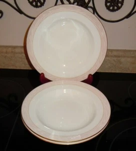 Mikasa CAG01 SILK MOIRE 9" RIMED 3pc SOUP/SALAD BOWL Set Bone China Japan - Picture 1 of 12