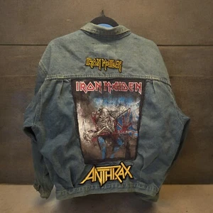 Chaqueta Jean De Colección Años 80 Motor Head Negro Sabbath Anthrax Iron Maiden Personalizada Rara - Imagen 1 de 10