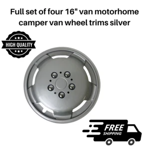 Juego completo de cuatro embellecedores de rueda plateados para furgoneta autocaravana cámper furgoneta 16" SWT118 - Imagen 1 de 1