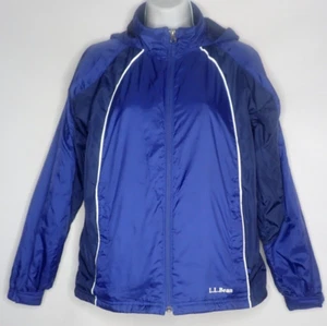 Vintage LL BEAN Blue Jacket Windbreaker Lined Youth L Hooded 14-16 Zip - Picture 1 of 5