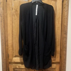 Lululemon Cardigan Still At Ease Wrap Fabric Size 4 Black 25082 - Picture 1 of 9