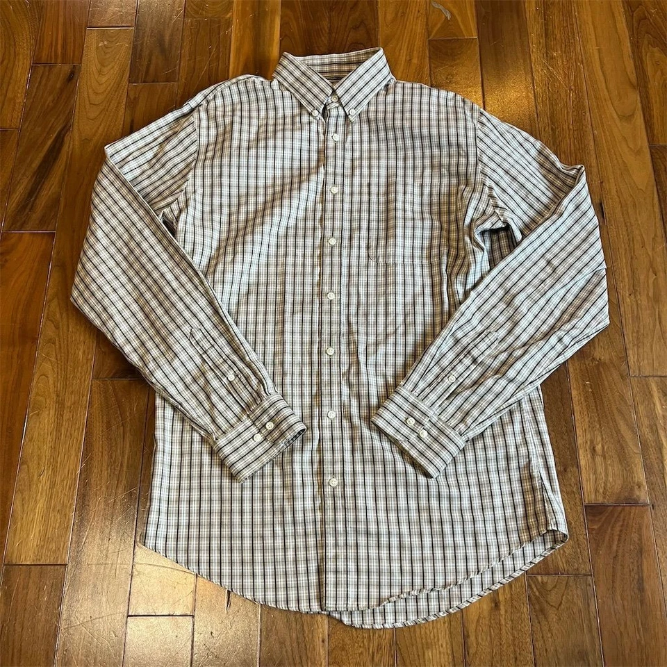 Camisa social masculina xadrez Dockers 16 acabamentos ajuste botão para baixo casual - Imagem 1 de 4