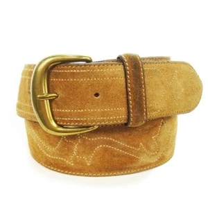 Emporio Armani Belt Suede Leather Stitching All-Over Pattern Brown - Picture 1 of 8
