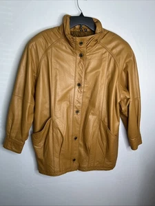 VTG Jacqueline Ferrar Women's S Cognac Brown Button Leather Jacket EC - Picture 1 of 13