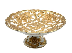 German Gold-Encrusted Porcelain Pedestal Bowl – G656  Pattern c. 1940 - Picture 1 of 10