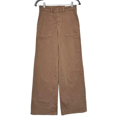 {American Eagle} "Super High Rise Baggy Wide Leg" Brown Relaxed Cargo Pants 00 - Image 1 of 4