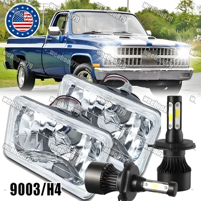 2Pcs Fit Chevrolet C10 C20 C30 1981-1986 7x6" LED Headlights Hi/Low Lamps 6000K - Image 1 of 4