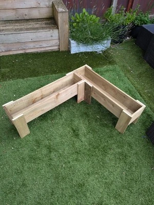 80cm  Garden Wooden Planter  Raised Herb Veg,  Steps Tier Box. flower bed  - Image 1 of 4