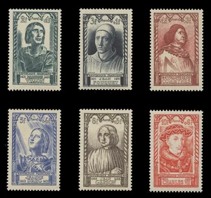 FRANCIA Sc# B207-12, 1946 ALIVIO NACIONAL, FAMOSOS FRANCESES - F-VF NH - Imagen 1 de 2