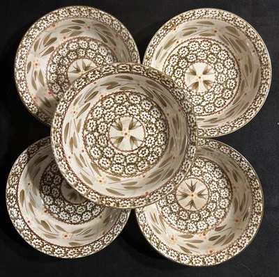 Juego de 5 tazones de sopa de cereal marrón Temptations by Tara Old World 7,5" usados en excelente estado Foto 1 de 4