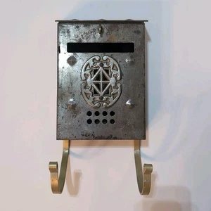 Wall Mounted Mailbox Solid Steel Brass Arts & Craft 1920 Colonial / Tudor Style  - Picture 1 of 13