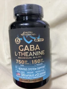 Nutra Harmony Gaba L-Theanine Magnesium Nervous System Support, 120 Ct Exp 01/27 - Picture 1 of 3