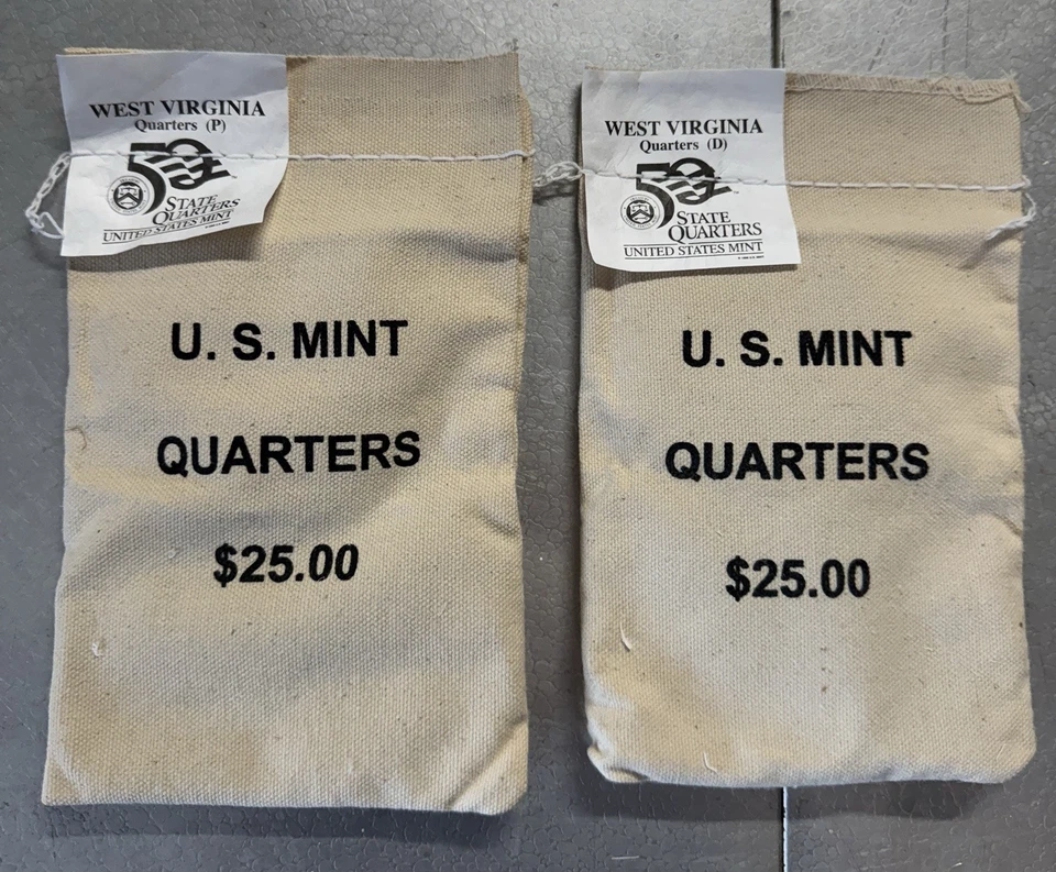 2005 P&D West Virginia State $25 Quarter Bags, Sealed OGP Boxes QM4 & QN4 - Image 1 of 1