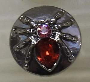 Silver Spider with Pink & Red back Stones Noosa Style Snap Button - Picture 1 of 1