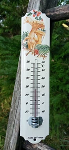 Emaille Thermometer 25 cm Pilze echte Emaille INT/EXT MADE IN FRANCE - Bild 1 von 1