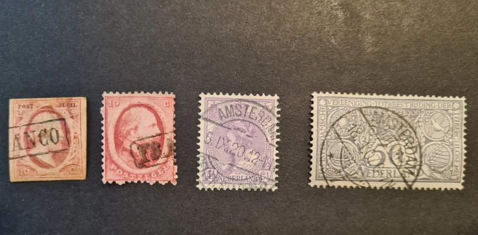 NETHERLANDS 1852 10c SG2, 1864 SG9 and other classics 1906-1907. Very fine used - Image 1 of 2