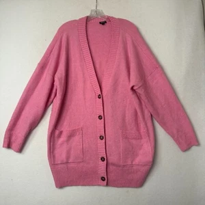 Torrid cardigan sz 2X Vegan Cashmere Boyfriend V Neck Sweater pink long line - Picture 1 of 6