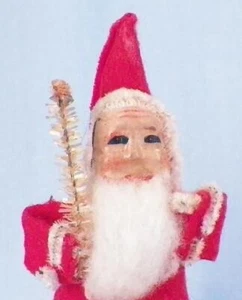 Santa Claus Figure Christmas Decoration Celluloid Face Cloth Wire Vintage #53 - Picture 1 of 8