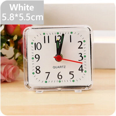 Small Travel Alarm Clock Analog Battery Operated Silent No Ticking Snooze Light - Image 1 of 4