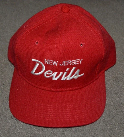 Vtg New Jersey Devils Sports Specialties Script Snapback Hat Cap Cover