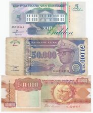 Suriname, Angola, Zaïre " Lot of 3 " Différentes Billets, Rare Collection