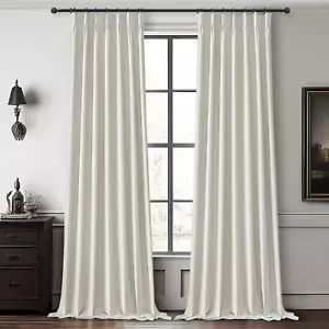 Unique Cream 105 Inch Large Window Blackout Curtains 2 Panels Set Floor to Ceili - Picture 1 of 8
