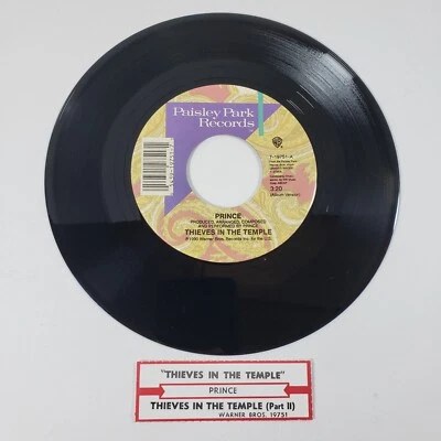 Prince "Thieves In The Temple" 45 Tested Vg+ 1990 Jukebox Title Strip  - Image 1 of 4