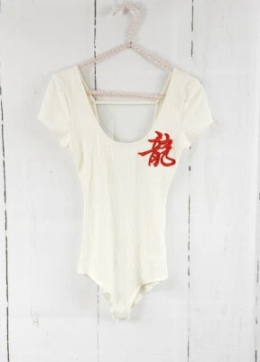 Emma & Sam LF Ribbed Embroidered Cream Bodysuit XS NWT - Image 1 of 4