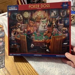 White Mountain 500 Piece Puzzle Poker Dogs #1852 from 2022 Complete - Picture 1 of 13