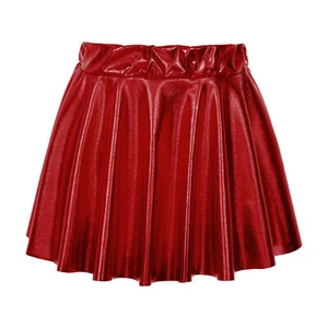 Girls Metallic Athletic Dance Skirt Pleated Mini Skirts Scooter Skater Skorts - Picture 1 of 72