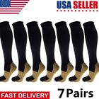 7 Pairs Men Woman Copper Compression Socks for Nurses Athletic Running Travel US