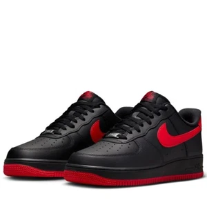 NIKE NIKE AIR FORCE 1 '07 BLACK/UNIVERSITY RED SIZE 10 -FJ4146-002 - Picture 1 of 6